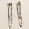 Pendientes de cadena de plata de doble capa brillantes, estilo largo para favorecer la forma del rostro, lujo ligero y exquisitos, adecuados para cualquier atuendo, hacen que el rostro parezca más pequeño
