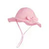 Sombrero de cuenca con visera solar para niños de primavera y verano, sombrero de pescador suave y lindo con lazo, sombrero de algodón de color liso en forma de cúpula para el sol, sombrero protector solar para niñas