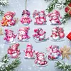 Transfronterizo Nuevo 24 Piezas Navidad Rosa Creativo Lindo Muñeco de Nieve Decoraciones de Jardín Fiesta Colgante de Madera