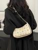 Bolsa de Meia-Lua Fashion Estilo Western Casual com Corrente de Mão Feminina 2024 Nova Simples de Ombro Bolsa Transversal Retrô