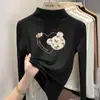Camiseta térmica de manga larga para niña con forro polar, nuevo estilo otoño/invierno 2026, para niñas mayores y jóvenes, camiseta con cuello semi-alto