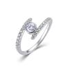 Xia Shangxin - Nuevo anillo transfronterizo de moissanita de plata S925 con circonitas brillantes, anillo de dedo de moda europea y americana para mujer