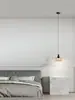 Lámpara colgante de cristal minimalista italiana para mesita de noche, lámpara colgante de atmósfera de entrada de dormitorio de diseñador creativo de lujo ligero