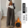 Pantalones Yamamoto marrones para mujer, nueva colección otoño 2026, de tiro alto, pierna recta, corte holgado, tallas grandes, casual, pantalones de pierna ancha para figuras petite