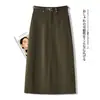 Falda vaquera de tiro alto, nuevo modelo para mujer para otoño de 2026, falda midi de línea A, falda lápiz vintage con abertura