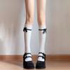 Calcetines con Lazo, Calcetines Dulces de Encaje para Pantorrilla, Calcetines Lolita de Media Pantorrilla, Calcetines de Felpa, Calcetines de Encaje de Media Pantorrilla