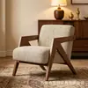 Sillón de Raya Retro Marco de Madera Maciza Sillón Individual de Madera Maciza Sillón con Reposabrazos Angulado Sala de Estar Balcón Recepción