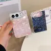 Adequado para iPhone 18 Duo: Capa de celular com glitter e padrão de concha em formato de coração, tela dobrável, capa protetora anti-queda Apple 18 Duo