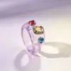 Corea del Sur Estilo Ins Verano Chica Dulce Colorido Anillo Transparente Anillo Color Curado Simple Moderno Anillo de Dedo para Mujer