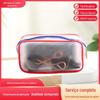Fornecimento de fábrica Bolsa de armazenamento portátil para viagem Bolsa cosmética à prova d'água de grande capacidade Bolsa de armazenamento transparente em PVC com logotipo para impressão