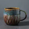 Taza de cerámica con esmalte de flujo variable para horno transfronterizo de 600 ml, gran capacidad, para beber, taza de desayuno con alto valor de color, taza de café