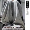Calça Larga Não Abdominal Nova 2024 para Gestantes Outono e Inverno Roupa Externa Solta Casual Caída Modeladora Calça de Bolinhas Arroz Glutinoso