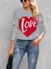 Suéter de Punto con Forma de Corazón y Bloques de Color para Mujer, Estilo Nuevo Otoño e Invierno Transfronterizo Europeo y Americano, Venta Caliente en Amazon, Top de Punto Cuello Redondo