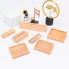 Base para Tarjetero de Madera de Haya con Tablero de Notas Acrílico, Tarjetero de Tipo Soporte y Soporte de Madera para Exhibición de Mensajes