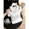 Tejido de punto gris de alta gama con solapa y manga corta para mujer, nuevo estilo de verano 2026, top moderno, versátil y favorecedor.