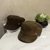 Sombrero de Equitación Negro Retro Estilo Japonés para Mujer, Hecho de Cuero y Terciopelo, Adecuado para Todas las Estaciones, Circunferencia de Cabeza Grande, Versátil, Elegante, Hace que el Rostro Parezca Más Pequeño, Sombrero de Ala Hacia Adelante para Otoño e Invierno