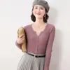 Cardigan de Tricô Canelado Francês Feminino Jaqueta Curta Suéter Gola Tesoura Manga Longa Moda Chique Peça de Roupa Externa Suéter