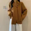 Suéter com Cachecol Destacável Estilo Coreano para Mulheres, Novo Design Outono e Inverno, Peça de Tricô Versátil Única, Caimento Solto
