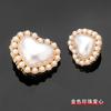 Abrigo cortavientos de cachemira con botones metálicos para mujer, estilo Chanel de alta gama con perlas y diamantes de imitación de alta gama con botón decorativo en forma de corazón de diamantes.