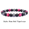 Pulsera de Piedra Ojo de Tigre Youjia Jewelry Popular Transfronterizo Ágata Negra Piedra Biliar Negra Cuerda Elástica Pulsera de Cuentas Retro para Hombre