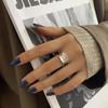 Anillo Popular de Patrón de Nueva Ola Estilo Coreano para Mujer, Anillo Abierto Vintage de Letras Estilo Hong Kong Resistente, Elegante Anillo para Dedo Índice