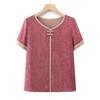Conjunto de verão para vovó para mãe de meia-idade e idosa estilo estrangeiro camiseta de manga curta conjunto de duas peças roupas para senhora de 60 anos 70 anos