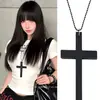 Acessórios Transfronteiriços de Halloween, Colar de Cruz de Madeira Estilo Retrô Escuro da Moda para Homens e Mulheres, Corrente Longa para Suéter