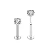 Brinco de Pino Stud de Lábio Mini Zircônio Aço Titânio Quatro Garras Barra 0,8/1,0/1,2mm Zircônio Redondo Stud de Cartilagem Auricular Atacado