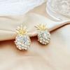 Pendientes de piña con diamantes de imitación, diseño de moda coreana, con un temperamento fresco y dulce, pendientes vivos, fabricantes al por mayor, aguja de plata s925