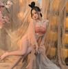 Lingerie Sexy Bordada Hanfu Charmosa Sexy Tentação Clássica Longa Estilo Antigo Hanfu Faixa de Barriga Coelho Decote Halter Conjunto