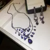 Brincos Pingente Flor de Zircônia Gota D'água Europeus e Americanos Conjunto de Colares Moda para o Dia a Dia Colares Acessórios Versáteis Exquisitos