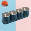 Set de Cajas de Condimentos con Múltiples Compartimentos para Cocina Casera, Popular Combinación de Frascos de Sal en Línea con Cuchara para Azúcar, Glutamato Monosódico y Sal