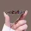 Presilha de Mola com Laço de Cristal 6cm Grampo para Mulheres com Cabelo Fino, Presilha Horizontal, Presilha Superior, Grampo para Meio Preso na Parte de Trás da Cabeça