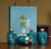 Colección de Botellas de Vino de Cerámica de Jingdezhen 0.65kg Catties 2.5kg Frasco Sellado para Licor Set de Caja de Regalo de Año Nuevo Frasco para Vino Negro