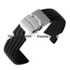 Acessórios para relógio esportivo à prova d'água, com uma alça sobreposta, fivela dobrável, pulseira de silicone macio 18mm20mm22mm24mm