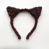 Linda Diadema para Lavado de Cara para Mujer, Orejas de Gato de Felpa, Adelgazante Facial, Reductora de Edad, Diadema para Otoño e Invierno, Pinza para el Cabello de Gatito Negro