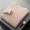 Suéter de Lana Nueva de Otoño e Invierno para Hombre Cuello Redondo Juvenil Casual Suéter Tejido Holgado Moda Color Sólido Base Suéter de Lana