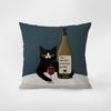 Almohada de Gato para Beber Sofá Sala de Estar Mesita de Noche Cojín de Respaldo Funda de Almohada de Oficina Sin Relleno Cojín Cuadrado de Dibujos Animados