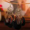 Pendientes Bohemios de Colores con Plumas Transfronterizos Estilo Retro Europeo y Americano Borla Hueca Gota de Agua Pendientes de Estilo Étnico de Alta Gama