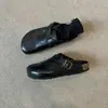 Mules cerrados tipo Birkenstock negros unisex para mujer, calzado de verano para exterior, nuevo modelo 2026, piel genuina, pantuflas retro de suela gruesa