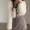 Chaqueta de Punto Elegante Chic Coreana con Cordones para Mujer Estilo Otoño e Invierno Nicho Cárdigan Corto de Punto Top