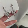 Nuevos Pendientes Asimétricos Simples de Plata de Ley S925 con Aguja de Planeta para Mujer Estilo Cool Estético de Gama Alta Coreano Accesorios de Pendientes de Nicho de Moda