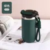 Taza de Café Portátil de Acero Inoxidable 304, Termo de Oficina Moderno para Beber Directamente, Taza de Agua de Aspecto Elegante con Cuerda para Llevar