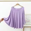 Gordo MM200 kg más gordo suelto talla grande modal camiseta interior manga larga fina ropa de casa manga murciélago camiseta para mujer