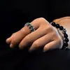 Anillo de calavera de plata tailandesa para hombre, marca de moda de alta gama, retro, personalidad, diseño único, anillo abierto, anillo de nicho dominante