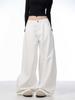 Pantalones casuales holgados de estilo americano, estilo retro, blancos, tipo cimitarra, para hombre y mujer, de pierna ancha, rectos y modernos.