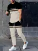 Conjunto de Camiseta de Gola Redonda e Calça Masculino Transfronteiriço com Estampa 3D, Roupa Esportiva Casual Simples e Estilosa, Personalizável