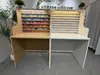 Set Combinado de Tienda Comercial de Arte con Frijoles con Estantes de Almacenamiento Divididos, Mesa de Arte con Frijoles de Madera, Mesa de Estudio y Exhibición de Ornamentos
