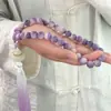 Pulseira Bodhi Roxa Flutuante com Mantra de Seis Palavras, Duplo Círculo, Bodhi de Mão, Pingente Estilo Chinês para Homens e Mulheres, Contas Budistas, Atacado