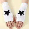 Guantes sin dedos de estrella de cinco puntas estilo coreano, calentadores de muñeca tejidos de lana para otoño e invierno, mangas jacquard engrosadas para hombres y mujeres